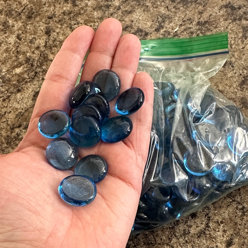Blue Glass Pebbles